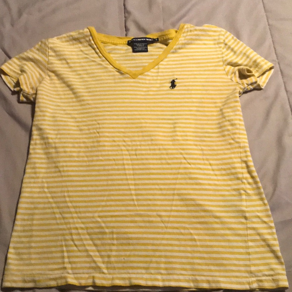 Yellow and white polo shirt